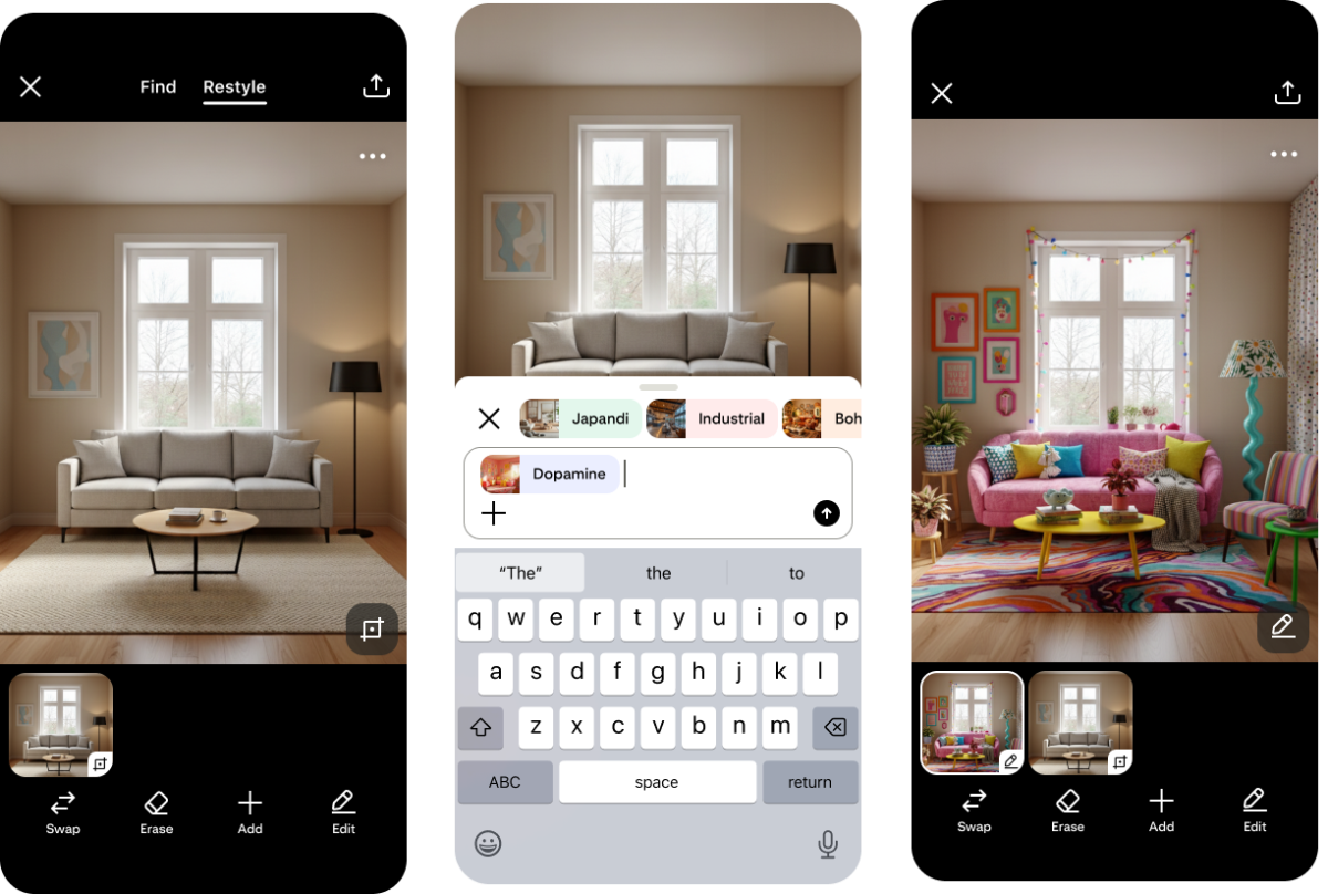 Pinterest thử Restyle giúp sửa phòng bằng AI