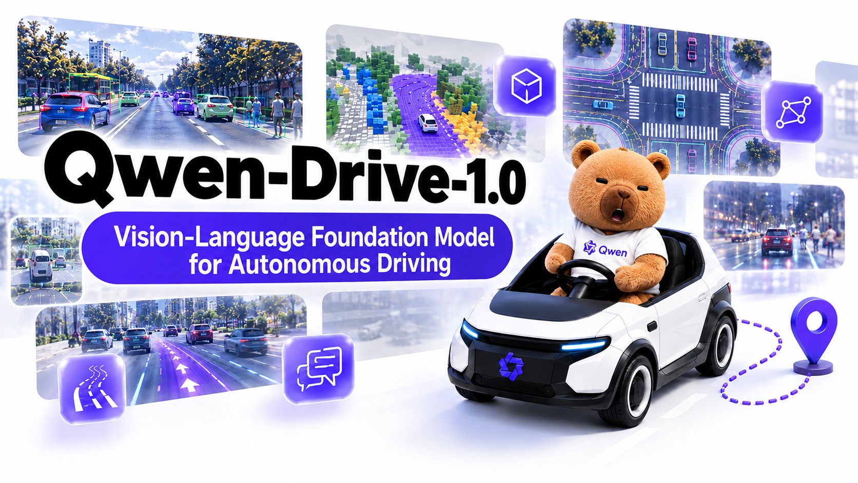 Qwen-Drive 1.0 ghép nhận biết không gian, hỏi đáp giao thông và lập tuyến